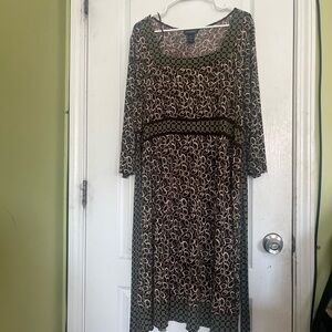 Lane Bryant Black and Cream Long Sleeve Dress